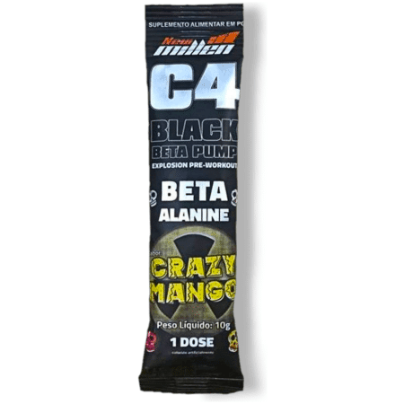 PRÉ-TREINO C4 BLACK BETA PUMP CRAZY MANGO NEW MILLEN SACHÊ 10G