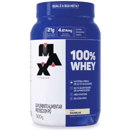 WHEY PROTEIN CONCENTRADO 100% WHEY MAX TITANIUM POTE 900g